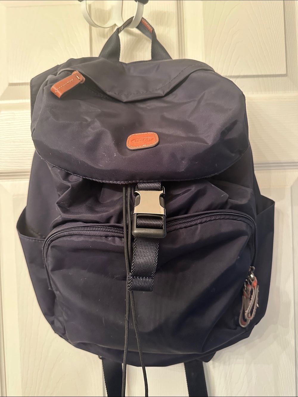 Bric’s Milano X-Travel Montagna Backpack Navy Blue Tuscan Leather Trim Boutique